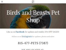 Tablet Screenshot of birdsandbeastspetshop.com